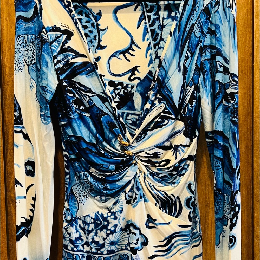 ROBERTO CAVALLI Blue and White Top